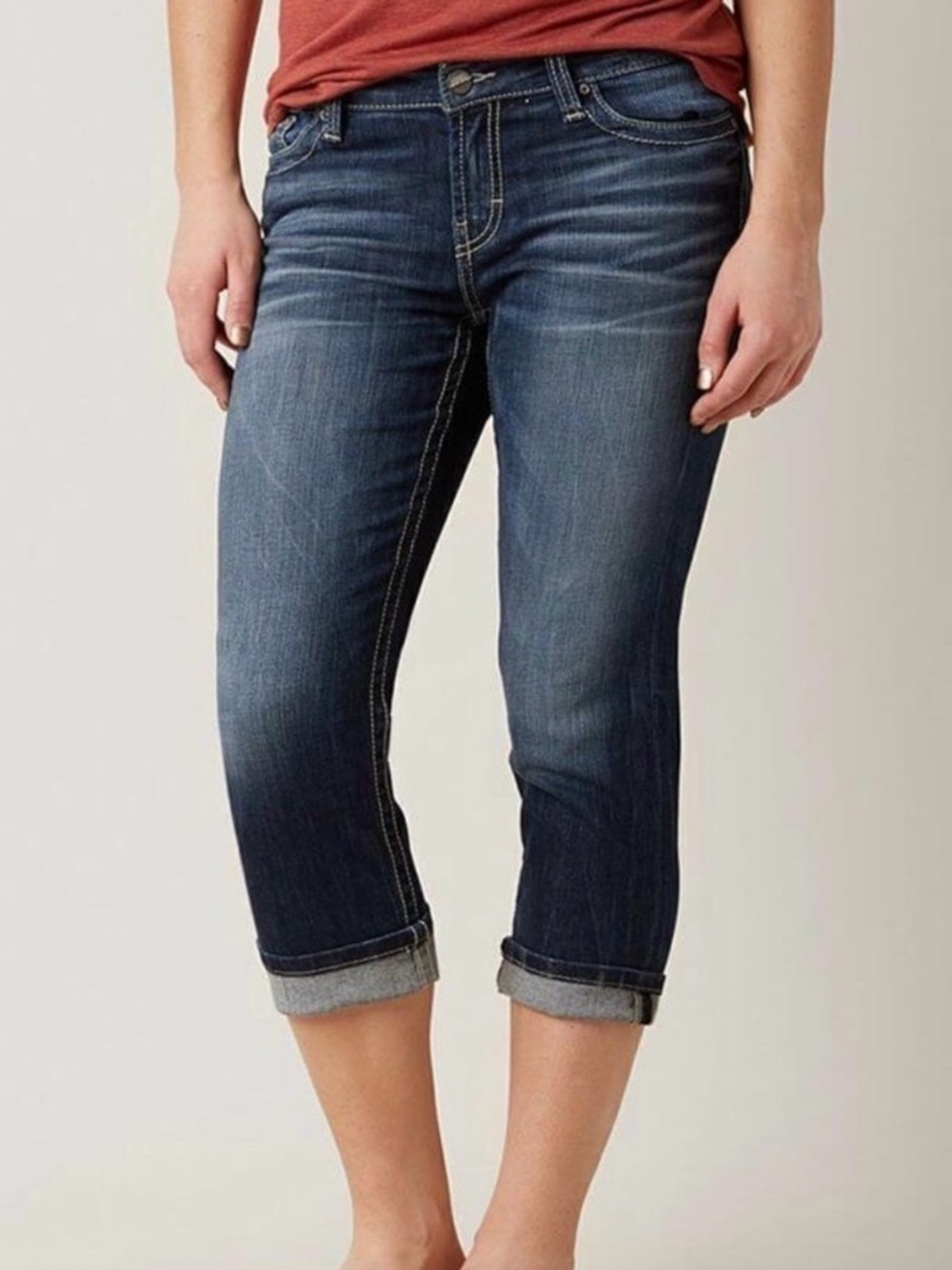 BKE Dark Wash Cropped Ankle Jeans